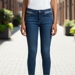 Zara basic z1975 denim two tone skinny jeans 4